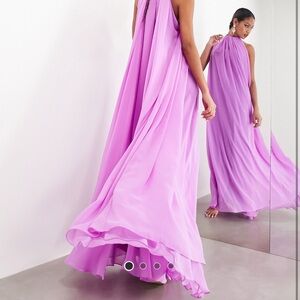 ASOS Statement Chiffon Halter Trapeze Maxi Dress